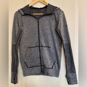 EUC Nike light grey/black Dri-Fit full zip jacket with hoodie. Size: M.